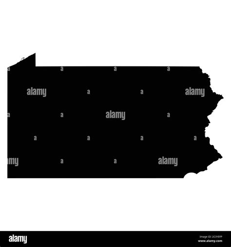 Pennsylvania Pa State Maps Black Silhouette Solid Map Isolated On A