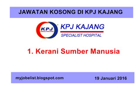 < 1 year job categories: Jawatan kosong terkini di KPJ Kajang - 19 Januari 2016