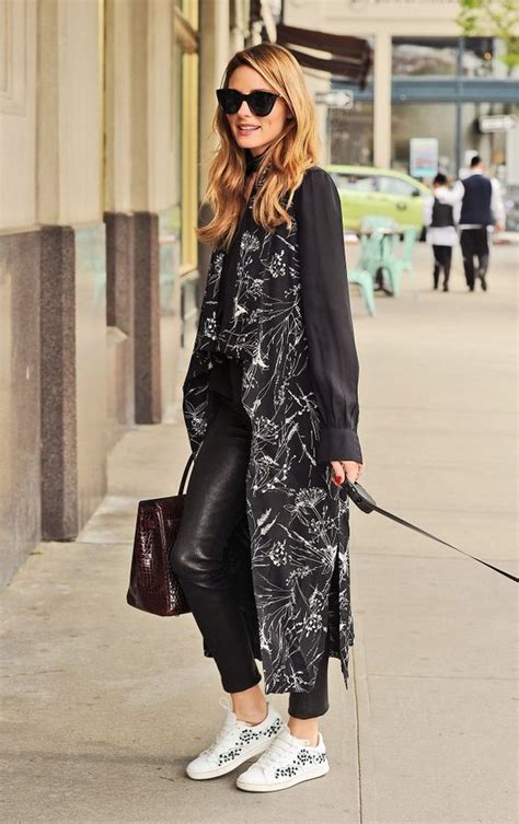 Be Inspired By Style Icon Olivia Palermo In Her Printed White Sneakers