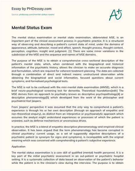 Mental Status Exam Narrative And Evaluation Essay Example 600 Words