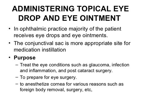 However, even though eye drops are one of the best ways that you can help restore moisture and comfort to your eyes, they're not always easy for gravity will always do its thing so use it to your advantage when you are using eyedrops and tilt your head backward. Nursing assessment of eye part 3