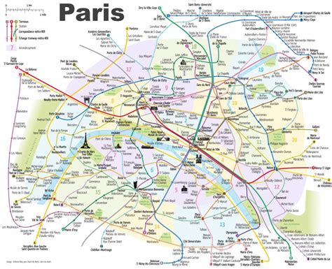 Paris Metro Map With Main Tourist Attractions Printable Paris Metro