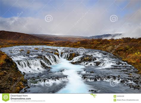 Bruarfoss In Iceland The Mystery Of The Blue Waterfall Stock Photo