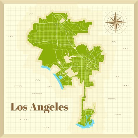 Los Angeles City Map On Paper 2860939 Vector Art At Vecteezy