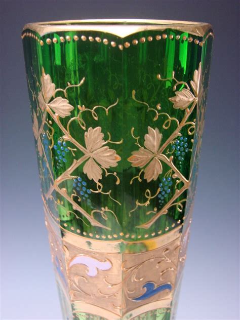 Rare 20 Moser Bohemian Enameled Raised Gilt Enamel Glass Vase From