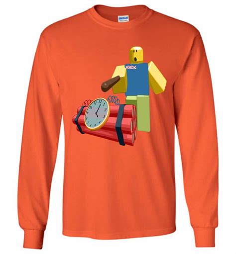 The Noob Poking A Bomb With A Stick Roblox Long Sleeve T Shirt Inktee