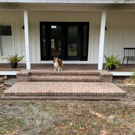 Porch Makeover Part 1 Farmhouse Porch With Brick Steps Daly Digs