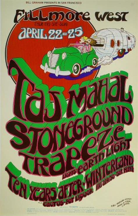 Taj Mahal Vintage Concert Poster from Fillmore West, Apr 22, 1971 at ...