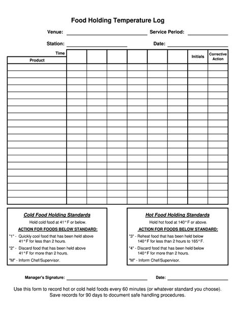 Food Holding Temperature Log Fill Online Printable Fillable Blank