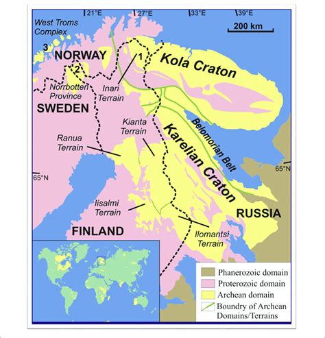 Simplified Map Of The Fennoscandian Shield Showing The Locations Of