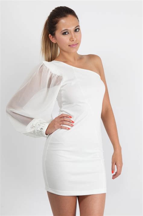 White One Shoulder Cocktail Dress Collection Dresscab White Cocktail Dress One Shoulder