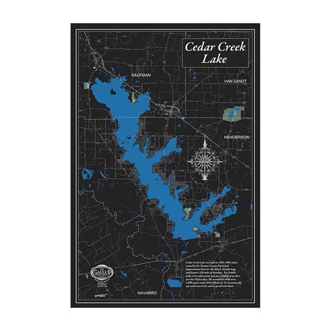 Cedar Creek Lake 32x48 Canvas Map Art Black Lakehub