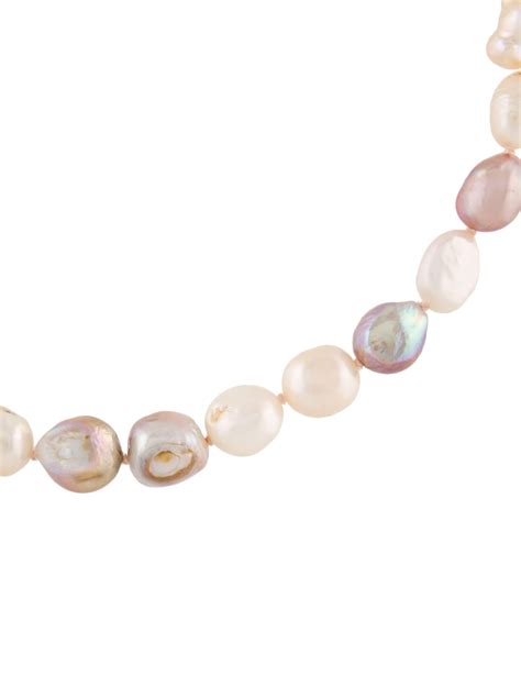 Necklace 14k Pearl And Quartz Bead Strand Necklace 14k Yellow Gold Bead