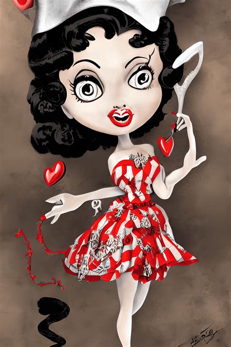 Grafica Digitale Betty Boop Strega Regina Dei Cuori Delinquente