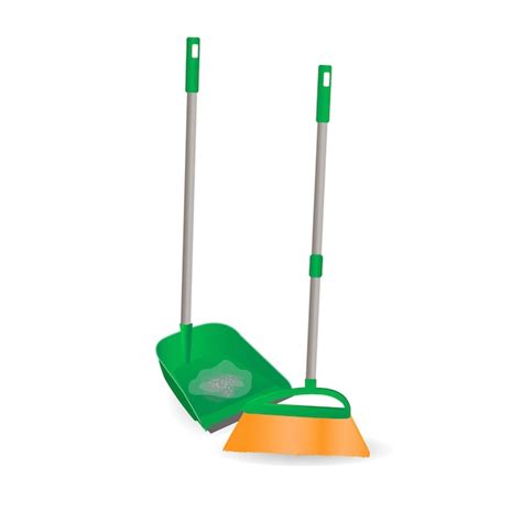 Premium Vector Broom With Dustpan Cleaning Items Vector Illustration