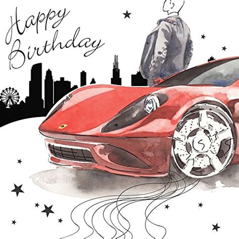 Twizler Happy Birthday Card For Him With Silver Foiling Unique Watercolour Effect Male