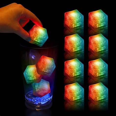 12 Pack Multi Color Light Up Led Ice Cubes Bulk With Changing Lights