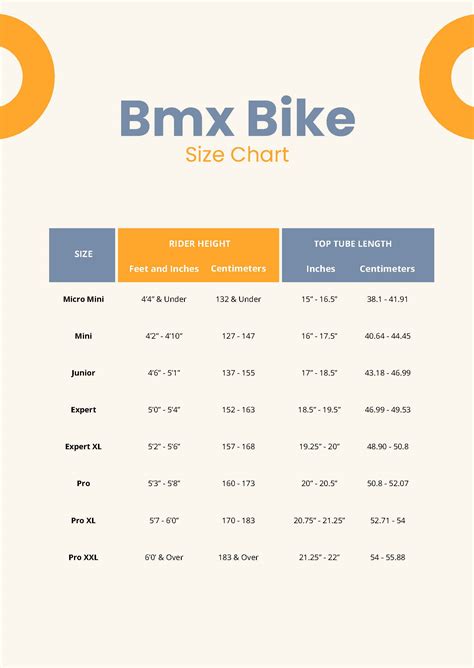 Bike Size Charts Templates Design Free Download Bicycle Size Chart