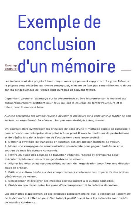 Exemple De Conclusion Dun Mémoire