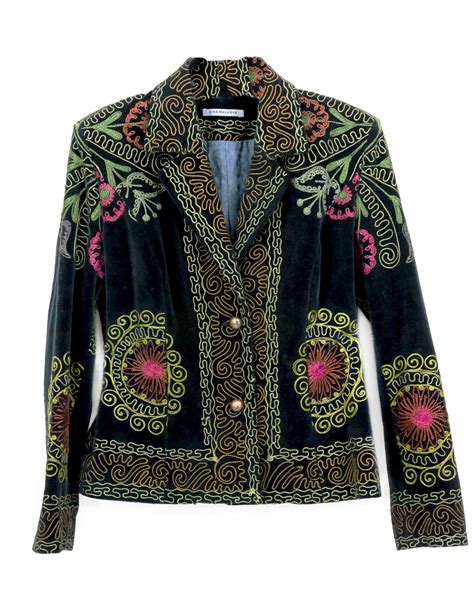 Dark Moss Green Embroidered Jacket For Women Floral Embroidery On Dark