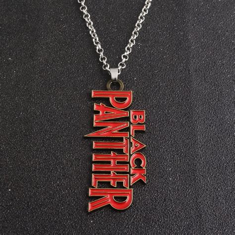 Black Panther Necklace Red Letter Black Panther Logo Necklaces Pendants