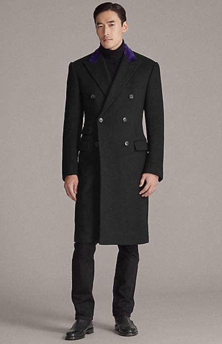 Mens Double Breasted Chesterfield Overcoat Wool And Cashmere Topcoat