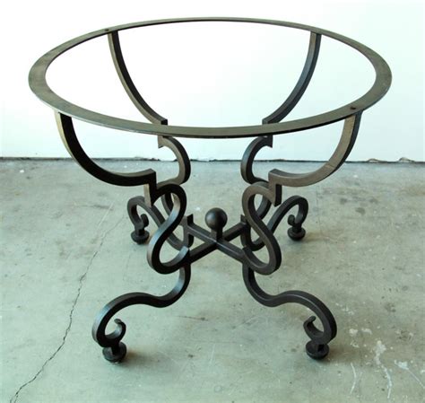 Steve silver company lola 3 piece coffee table set in dark brown. Spanish Round Glass Dining Table on Wrought Iron Base For Sale at 1stdibs