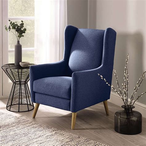 Designed with comfort in mind, the oswald armchair is upholstered in a smooth, window pane checked, woven fabric in a natural colourway and crafted with foam and fibre filled cushions. Hugo Blue Chair | Dunelm | Chair, White chair, Arm chairs ...
