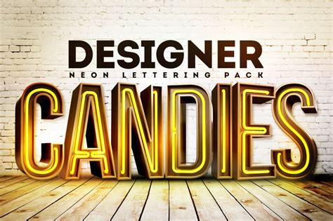 3d Neon Lettering Pack Designercandies