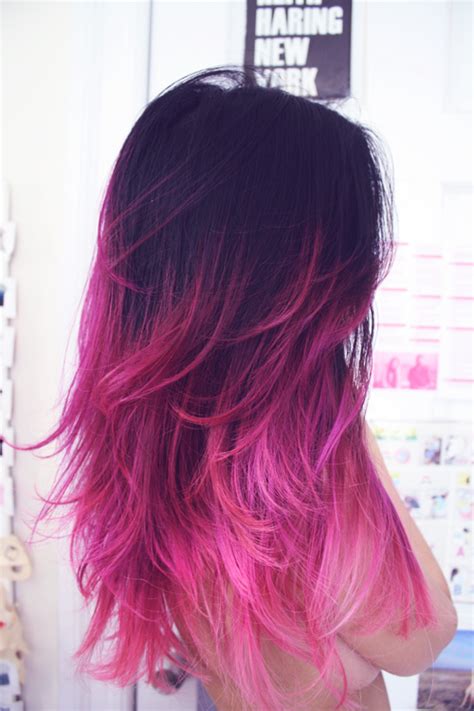 Dark To Pink Ombre Hair Feathery Pink Dip Dye Fantasy Pretty Designs