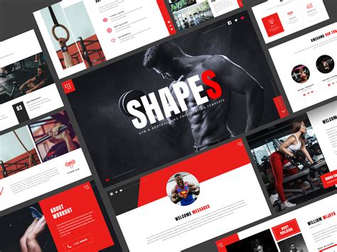 Shapes Gym And Bodybuilding Powerpoint Template Keynote Template