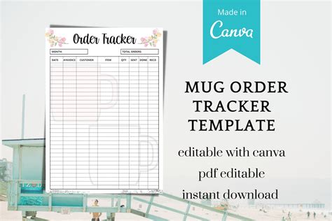 Mug Order Form Coffee Cup Order Form Order Tracker Editable Etsy