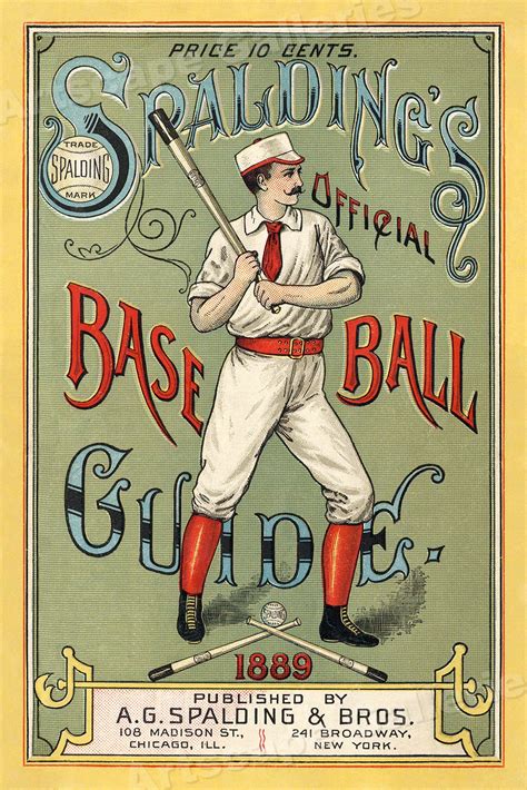 Spaldings 1889 Official Baseball Guide Cover Sports Poster 16x24 Ebay