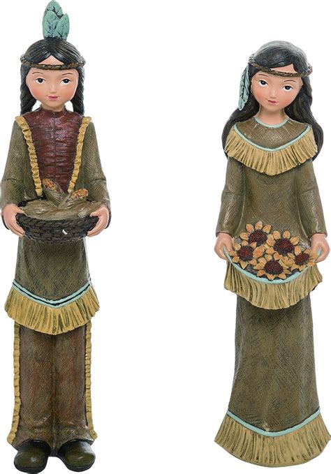 Transpac Harvest Native American Figurine Set Of 2 Green Buy Online