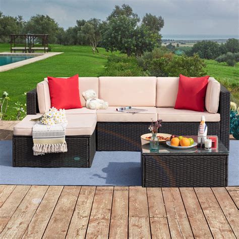 Furniwell 11 Pieces Patio Furniture Dining Set Wicker Rattan Chairs Ou