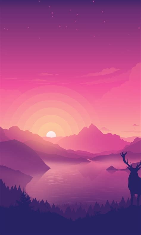 Wallpaper Dawn Lake Sunlight Deer Flat Landscape Sunset