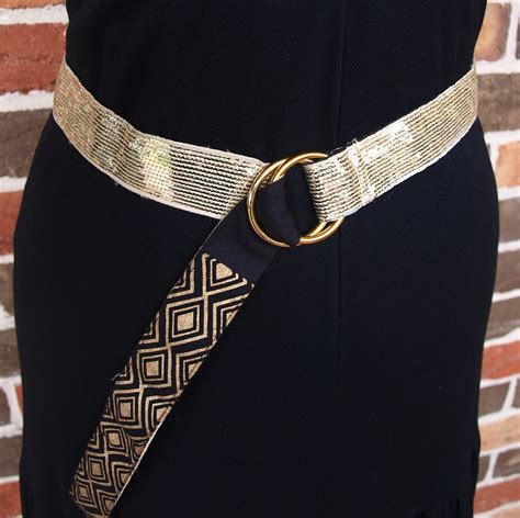 Black And Gold Fabric Belt Oakbazaar