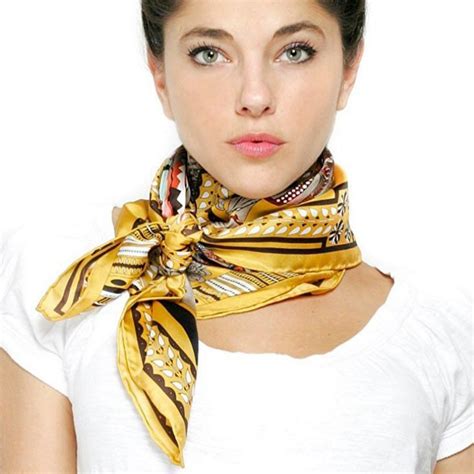 silk scarf tied at neck and knotted at side how to wear scarves silk scarf tying how to wear