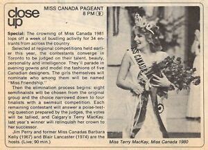 1980 TV AD MISS CANADA BEAUTY PAGEANT TERRY MACKEY 1980 WINNER Bllair