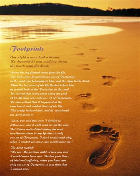 Footprints In The Sand Inspirational Poem Of Faith Quote Wall Art Cool