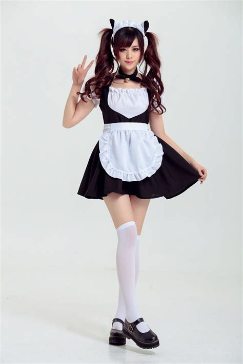 Cosplay Japanese Anime Clothing Lolita Black Cat Dress Cute Bell Maid