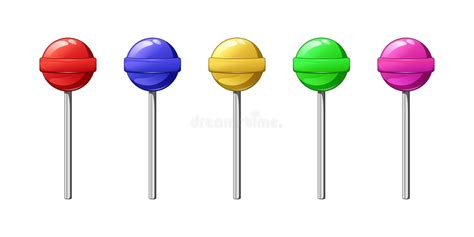 Set Set Round Candies Lollipops Colourfull Candy Vector Illustration