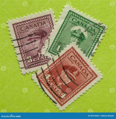 Vintage Canadian Postage Stamps Editorial Image Image Of Collectible