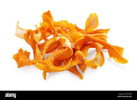 Pile Of Dry Orange Peels On White Background Stock Photo Alamy