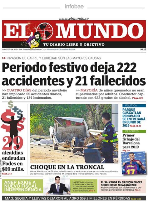 El Mundo El Salvador Viernes 28 De Diciembre De 2018 Infobae