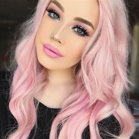 Curly Pastel Pink Hairstyle By Hailiebarber Pink Grey Hair Pastel Pink Hair Color Light Pink