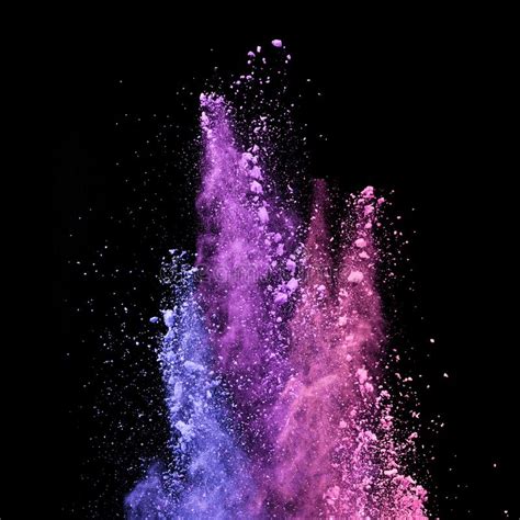 Abstract Colored Powder Explosion Isolated On Black Background Stock