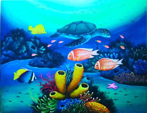 Lukisan Pemandangan Gambar Dasar Laut Yang Cantik 100 Gambar Sketsa