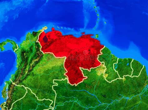 Venezuela On Earth With Borders Stock Image Image Of International