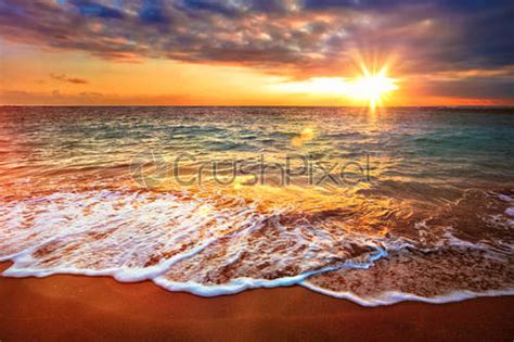 Calm Ocean During Tropical Sunrise Stock Photo Crushpixel